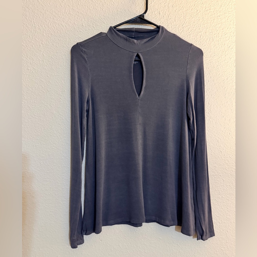 American Eagle Slate Long Sleeve Top | Keyhole Design | Size Extra Small